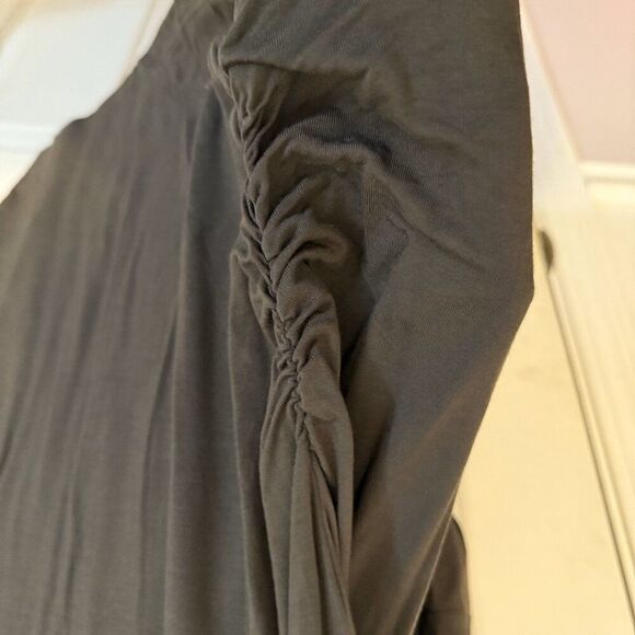 NWT Zenana Top Army Green | Wide Neck | Rouched Bottom | Stretchy | Oversized - Picture 3 of 4